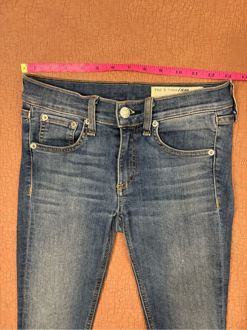 Rag & Bone medium / dark wash skinny jeans with frayed hems size 25n - Picture 12 of 12